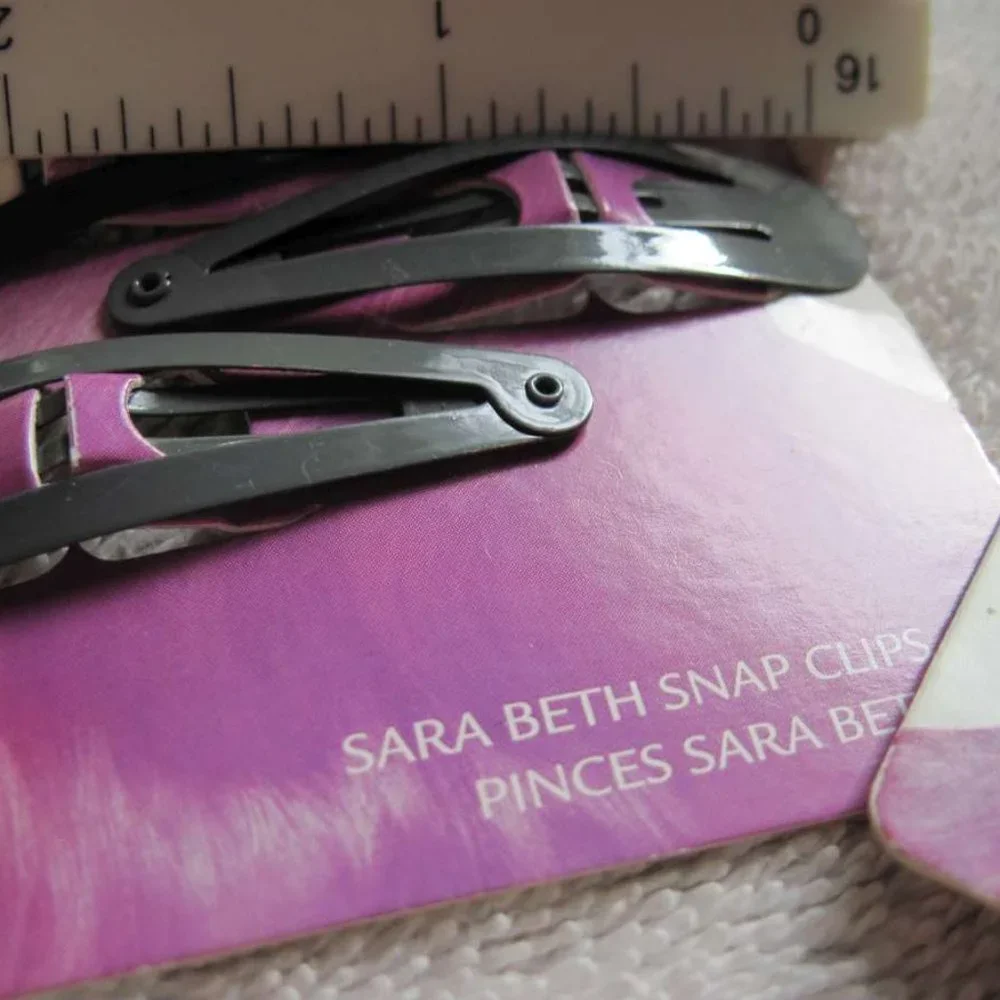 6 Goody Sara Beth Metal Contour Hair Snap Clips Brushed Metal Painted Pink Blue